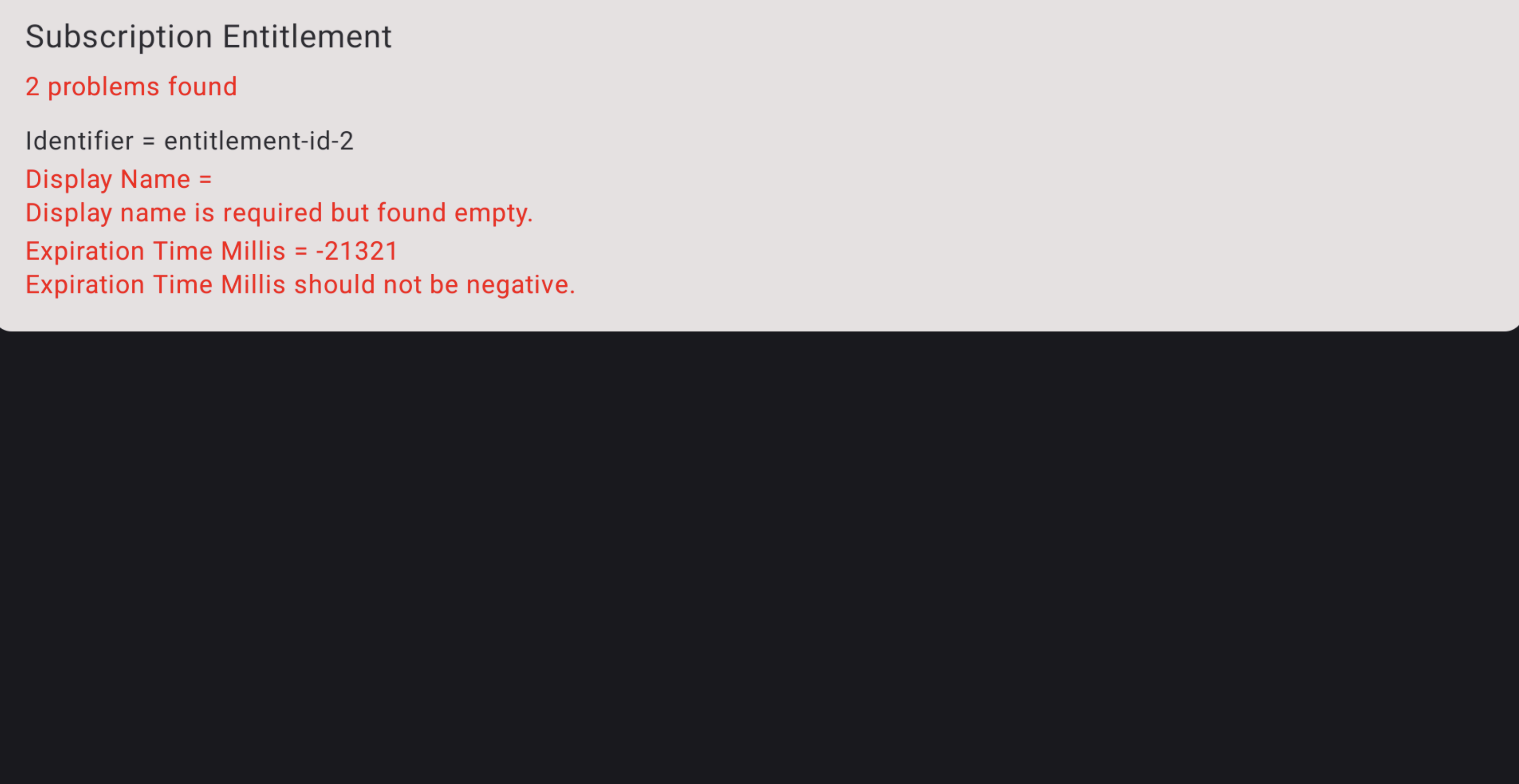 Zrzut ekranu z błędem aplikacji do weryfikacji
