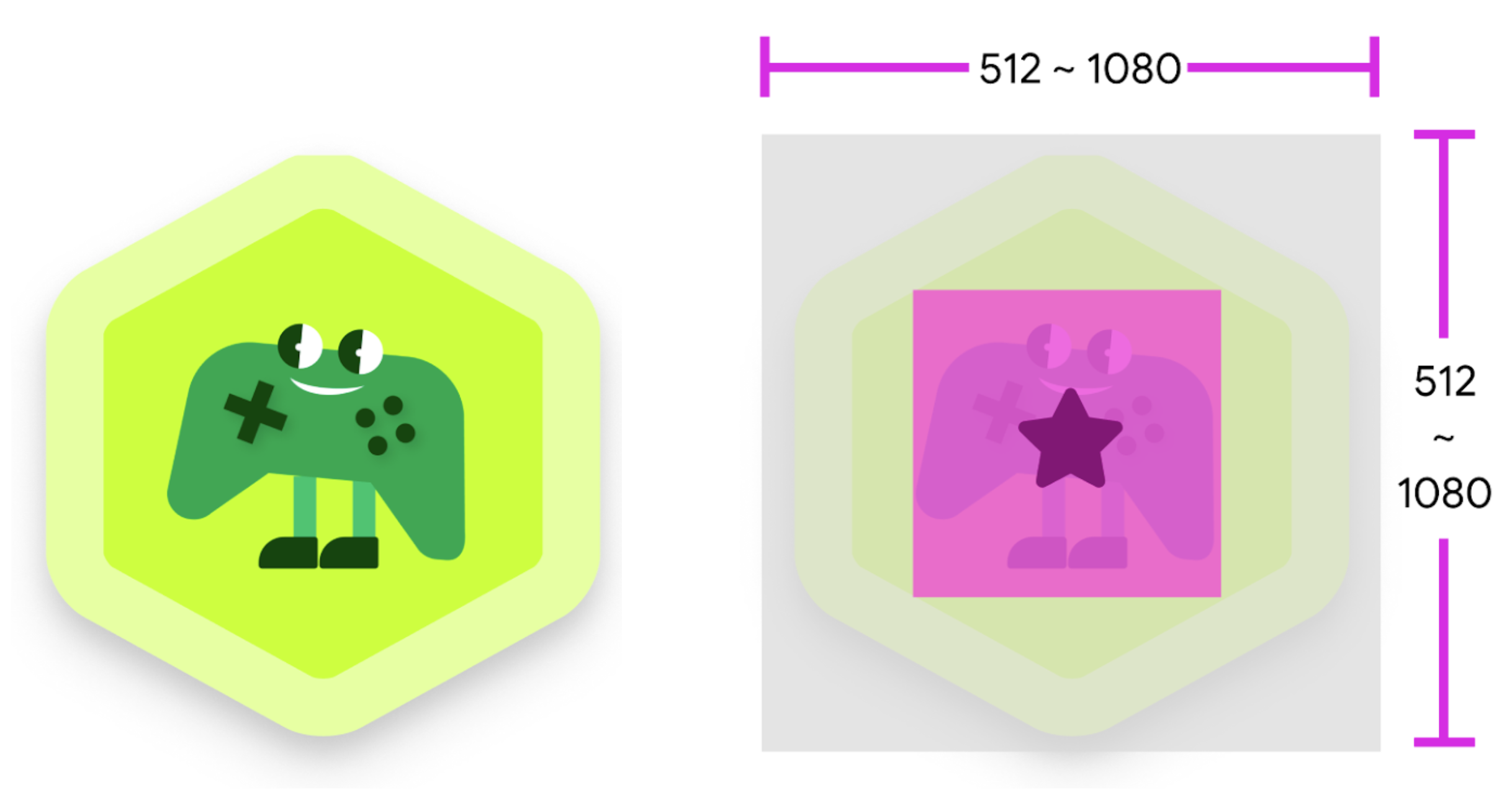 Ejemplo de un ícono hexagonal