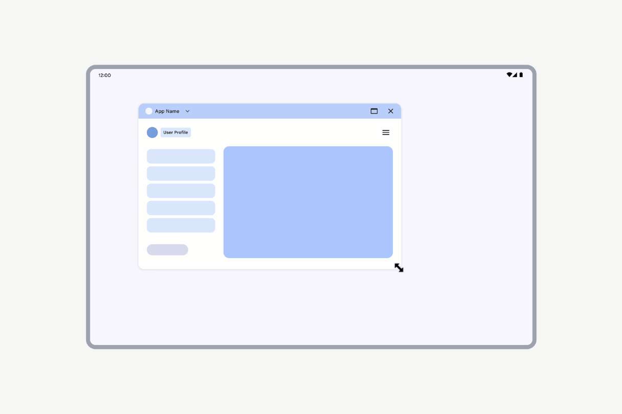 Animation de redimensionnement de l&#39;application. L&#39;interface utilisateur est redimensionnée pour remplir la fenêtre du bureau.