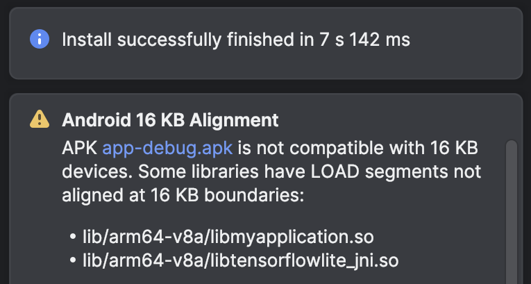 有关项目对齐问题的 Studio 警告通知