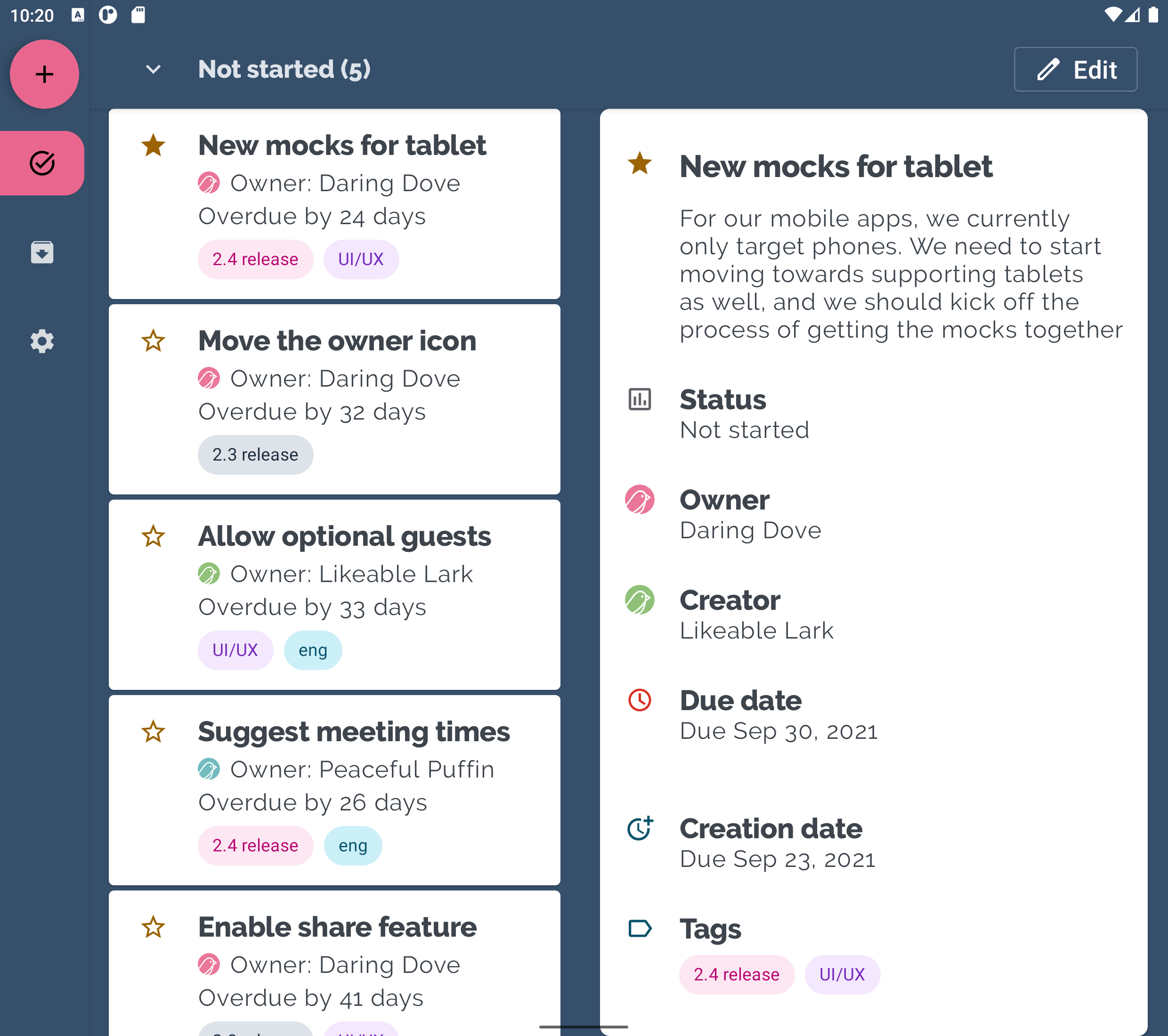 SlidingPaneLayout mit beiden Bereichen eines Layouts mit Listendetails auf einem Gerät mit großem Display