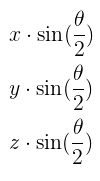 x*sin(called/2), y*sin(לפעמים, z*sin(קו ביטול תוקף / 2)