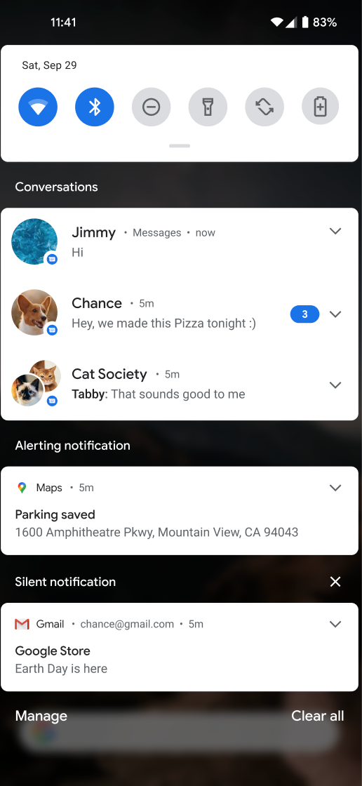 L&#39;espace de conversation est une zone de notification dédiée aux conversations en temps réel entre utilisateurs.