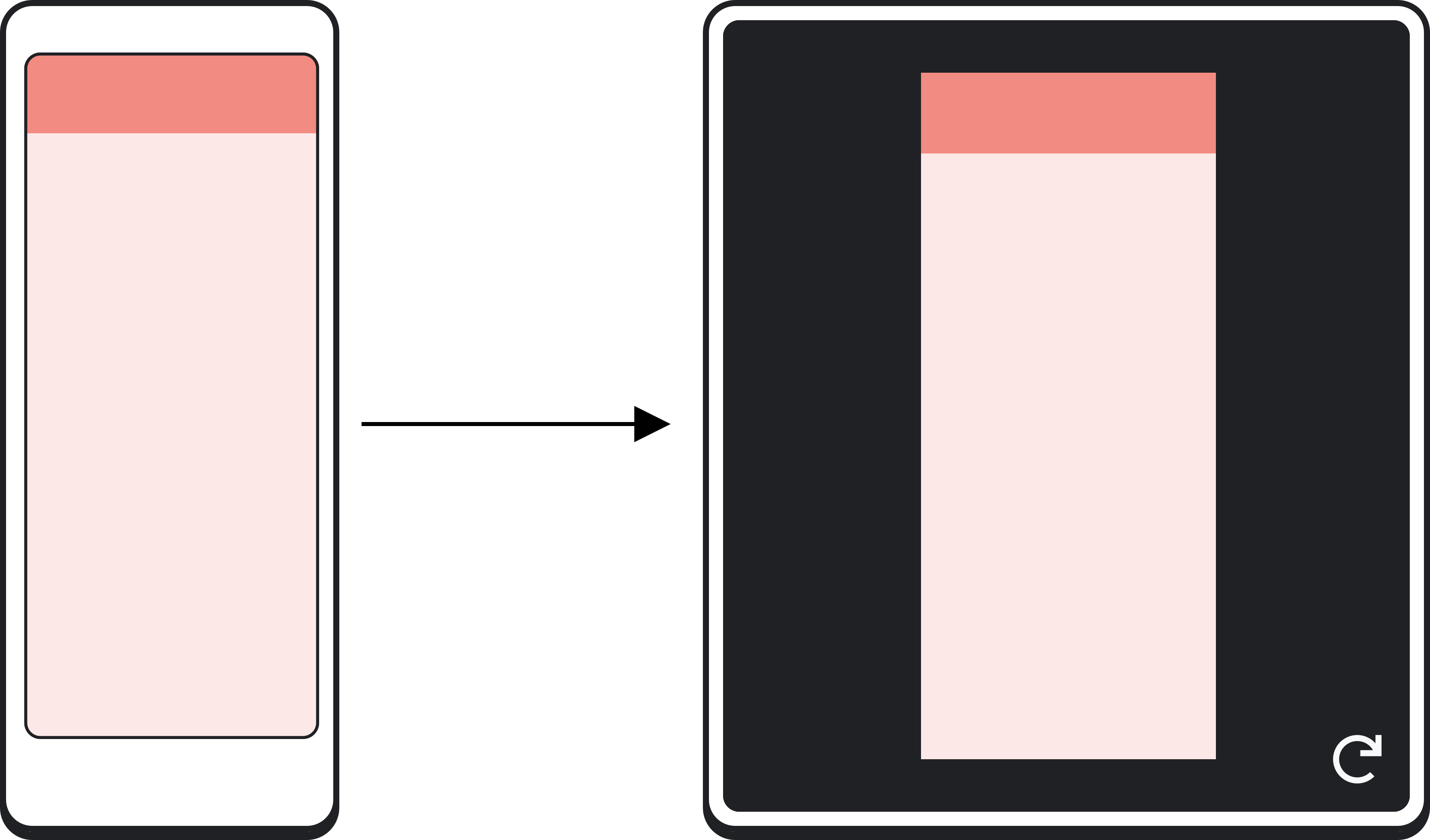 広げられた表示領域を部分的に埋めるアプリが表示されている折りたたみ式デバイス。