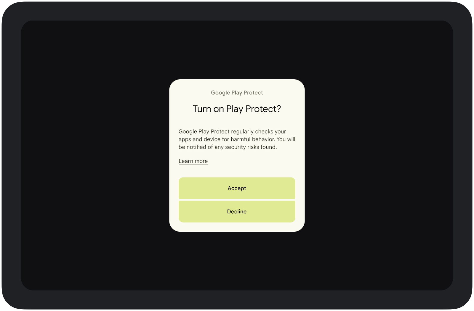 Play Protect-Dialogfeld aktivieren