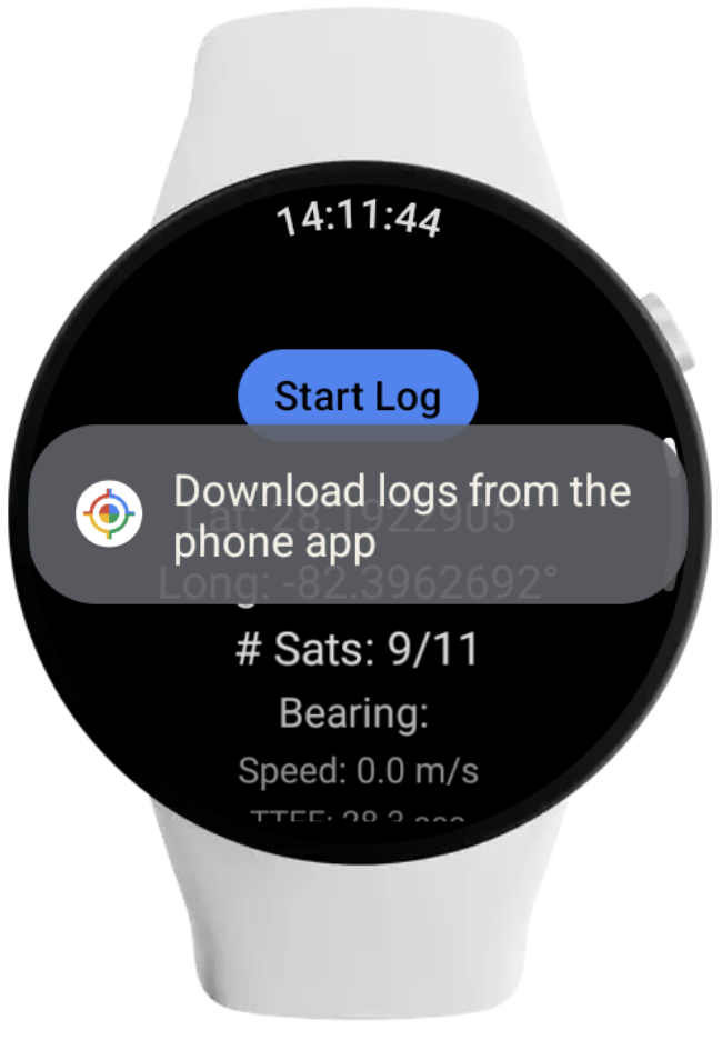 Nachricht auf der Smartwatch beim Starten der Aufzeichnung