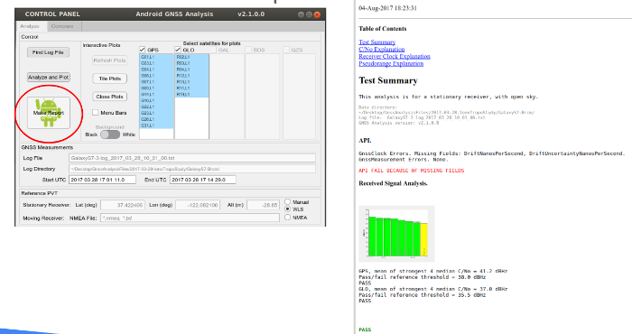 Report sul test dell&#39;analisi GNSS