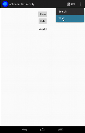 Tombol menu tambahan terlihat dan daftar muncul di bawah
panel tindakan di dekat bagian atas layar