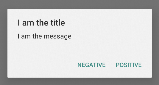 タイトル、メッセージ、2 つの操作ボタンがあるアラート ダイアログの画像。
