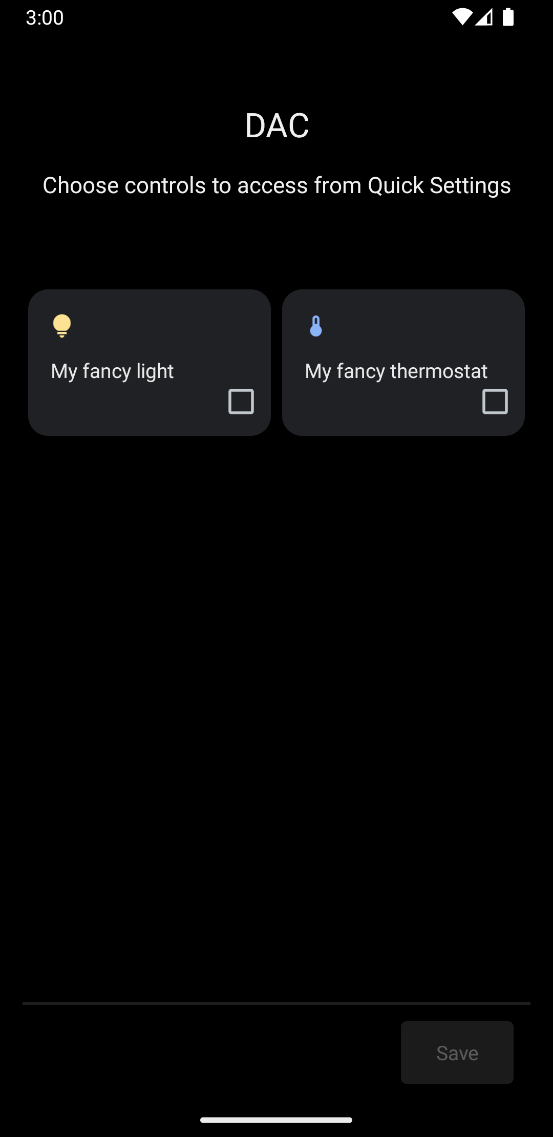 Image montrant le menu système contenant un système d&#39;éclairage et des commandes de thermostat