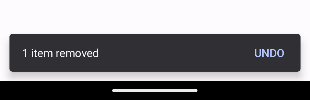 Image montrant un snackbar avec un bouton d&#39;action UNDO