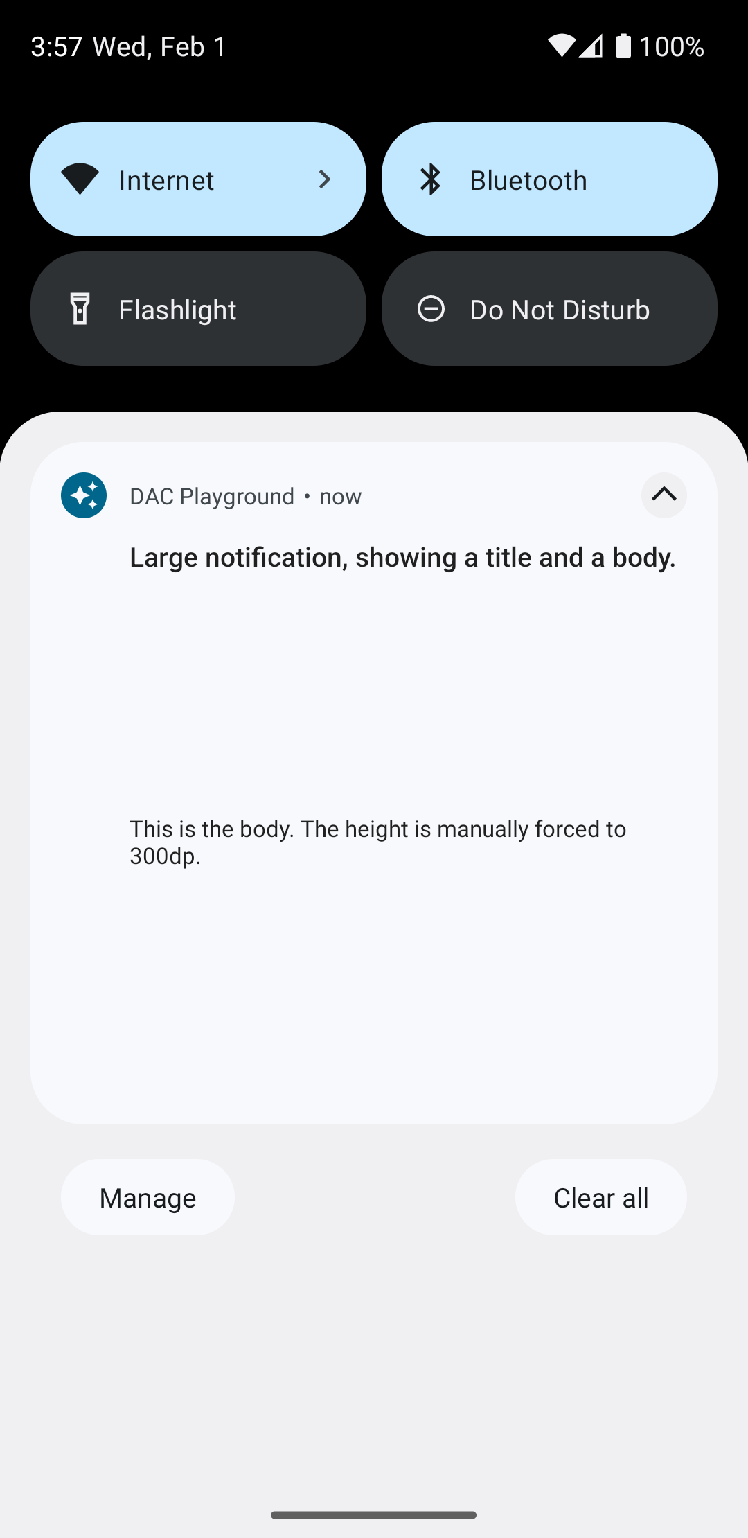 Image montrant une notification développée dans la barre système