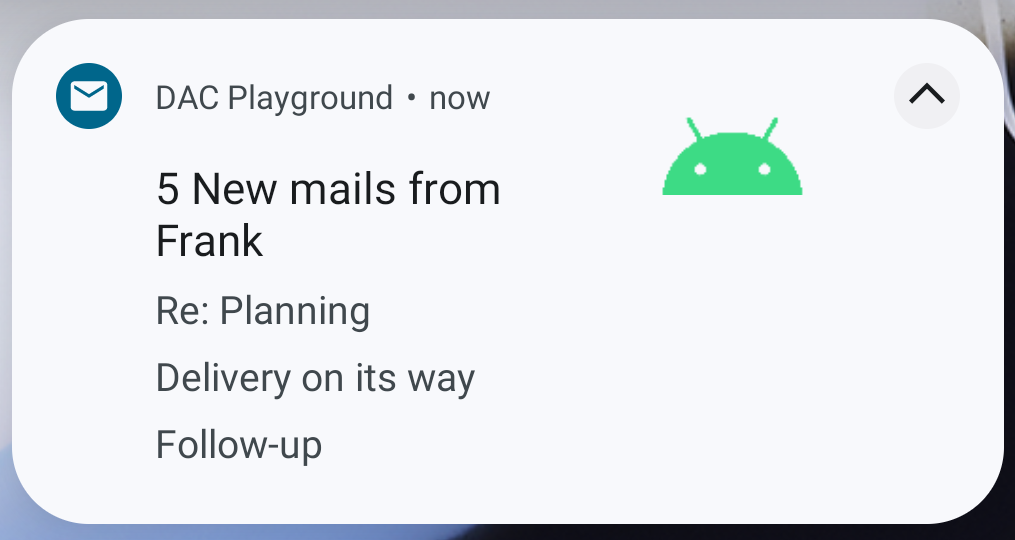 Una imagen que muestra una notificación expandida al estilo de la bandeja de entrada