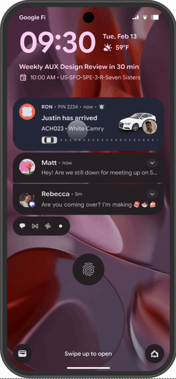 top shade progress-centric notification