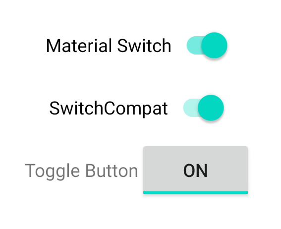 Die Steuerelemente „SwitchMaterial“, „SwitchCompat“ und „AppCompatToggleButton“