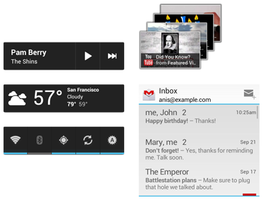 Example app widgets in Android 4.0