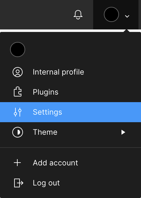 Settings under the account icon
