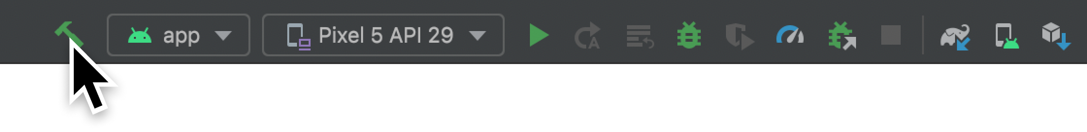 Build button in the toolbar