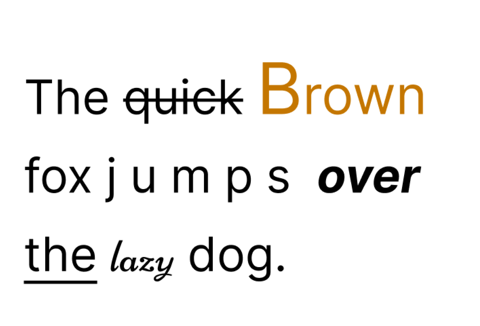 Mixed text styles in a single text element