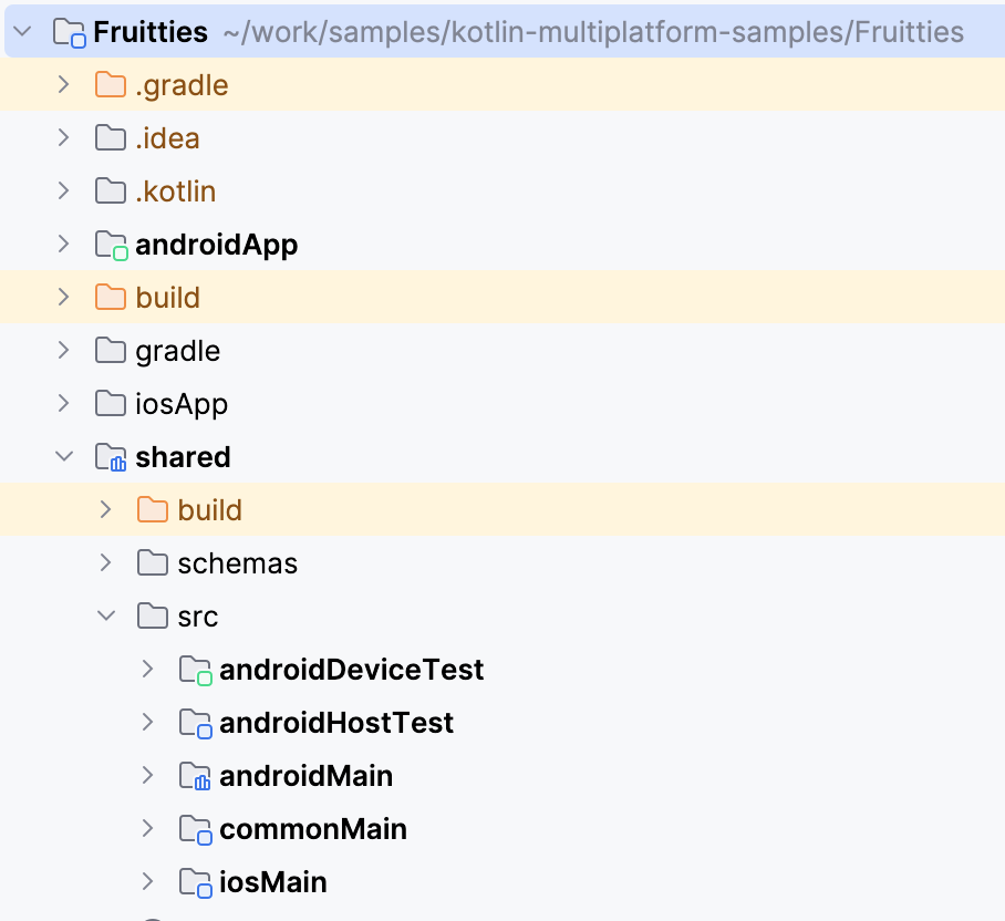 Vue du projet affichant les nouveaux modules partagés