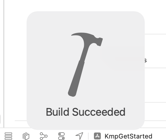 Build berhasil ditampilkan di Xcode