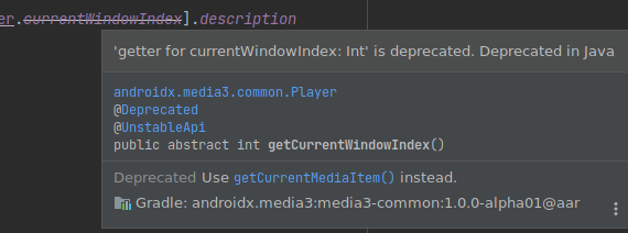 屏幕截图：如何显示 JavaDoc（包含已弃用方法的替代方法）