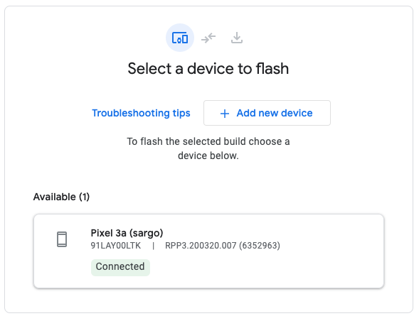 Selecciona un dispositivo para realizar la instalación