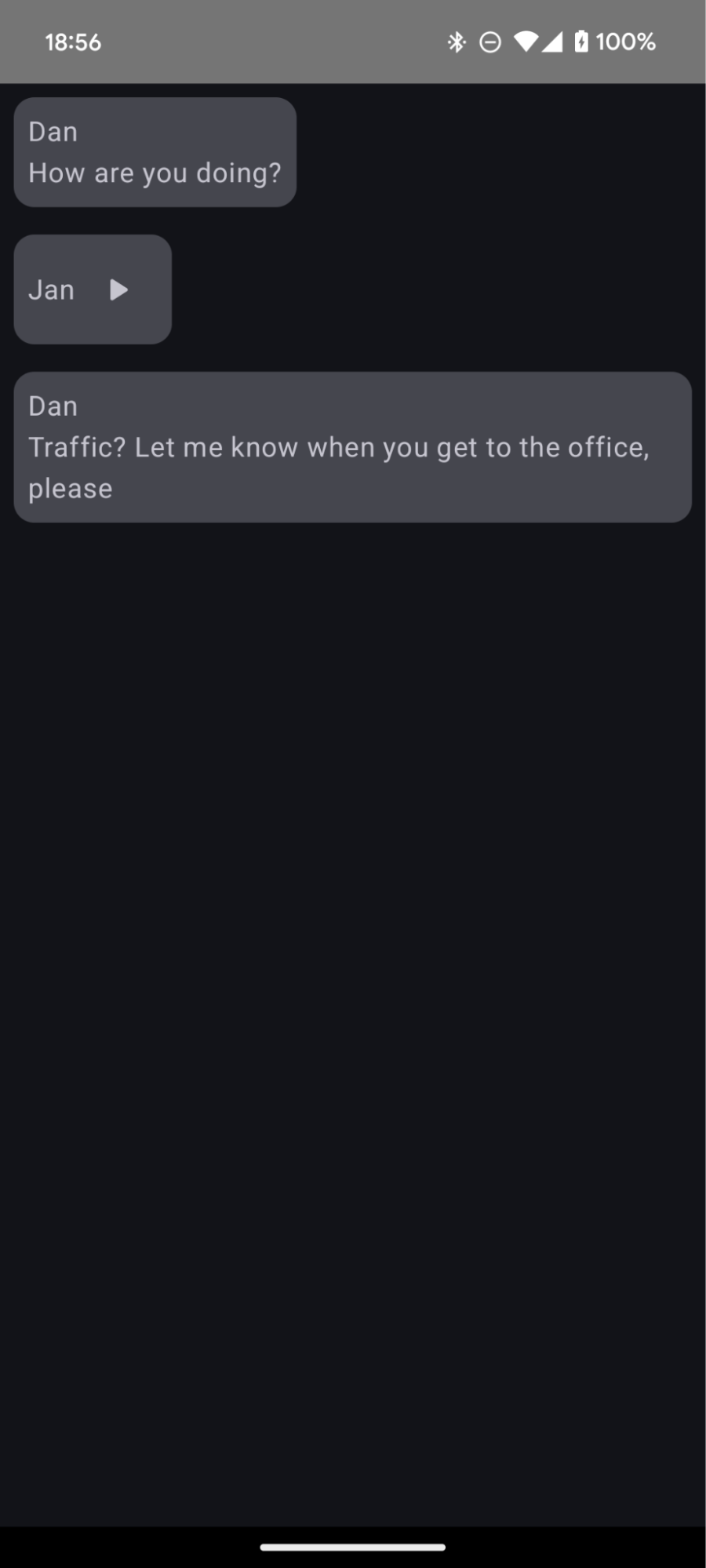 顯示音訊和文字訊息的程式碼輸出內容