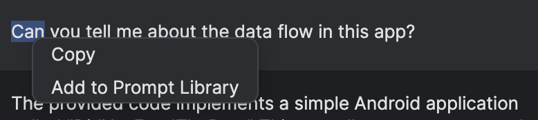 Android Studio 中的“添加到提示库”上下文菜单。