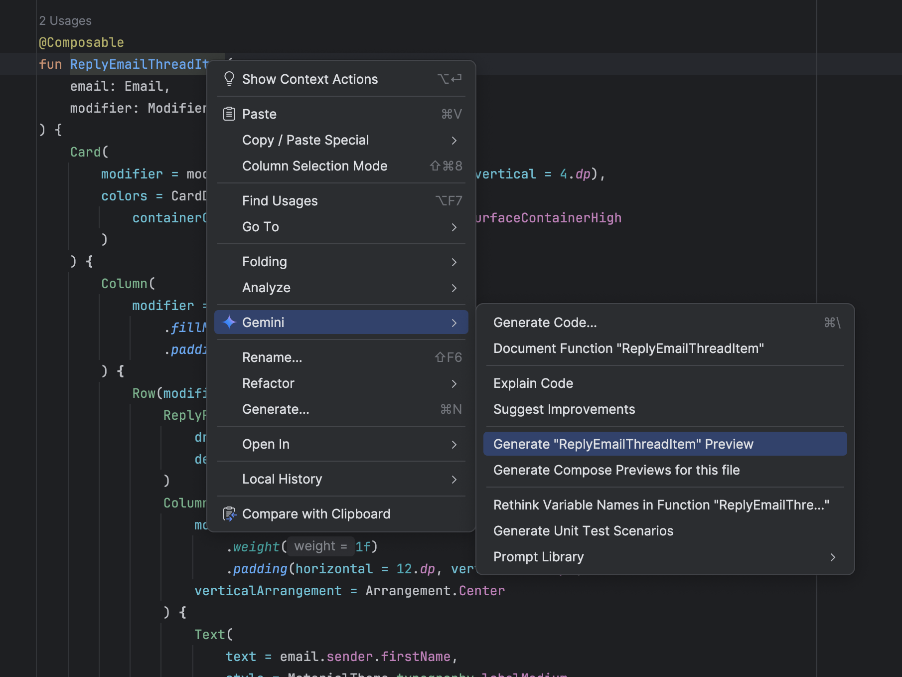 Compose Preview generation with Gemini