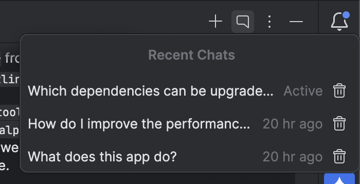 近期聊天主题的列表。