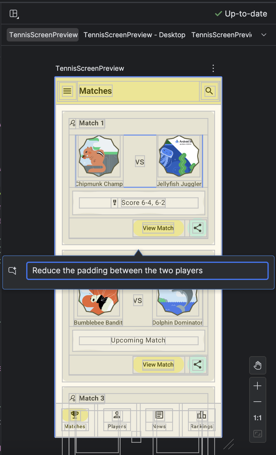 Finestra di dialogo modale "Trasforma l'interfaccia utente con Gemini"