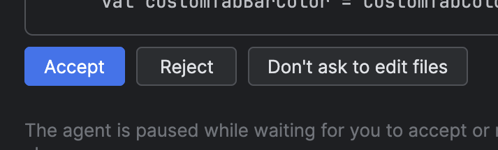Options to accept, reject, or ask about changes.