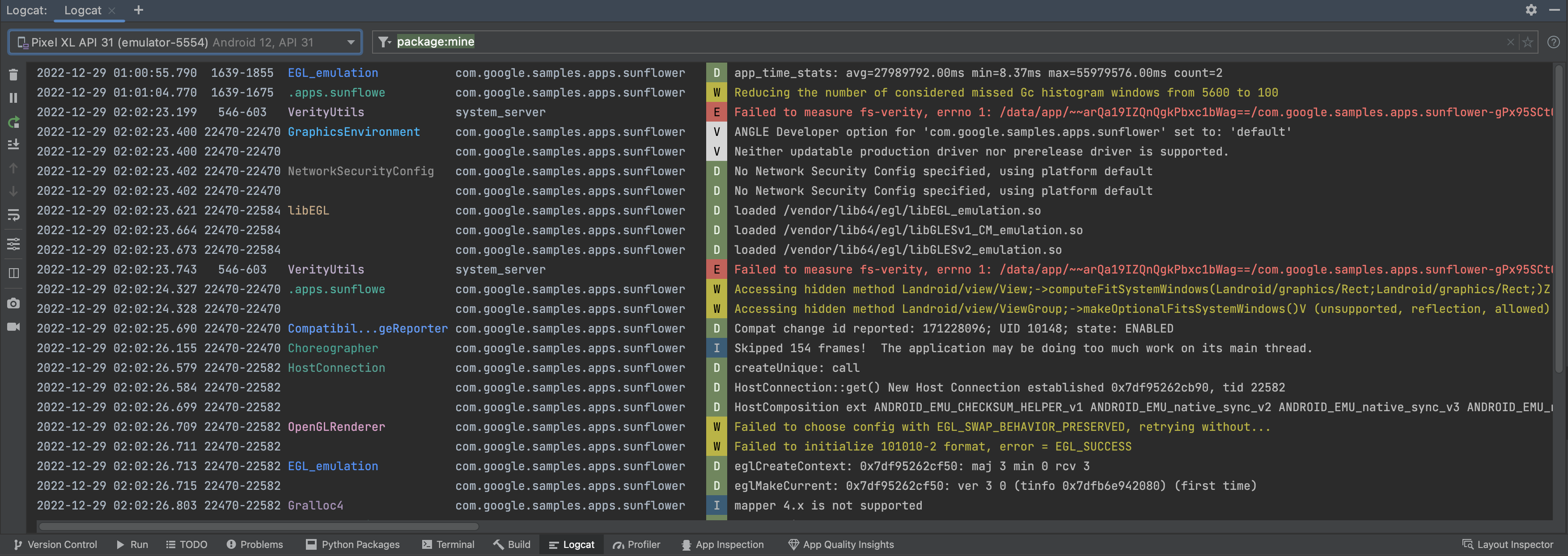 [Logcat] ウィンドウの UI