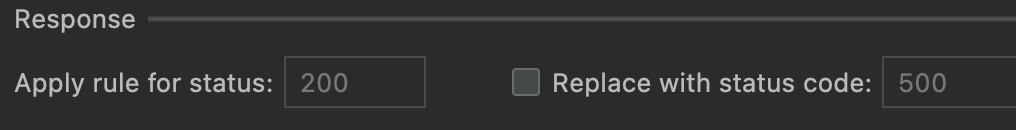 Subseção &quot;Response&quot; na seção &quot;Rules&quot;