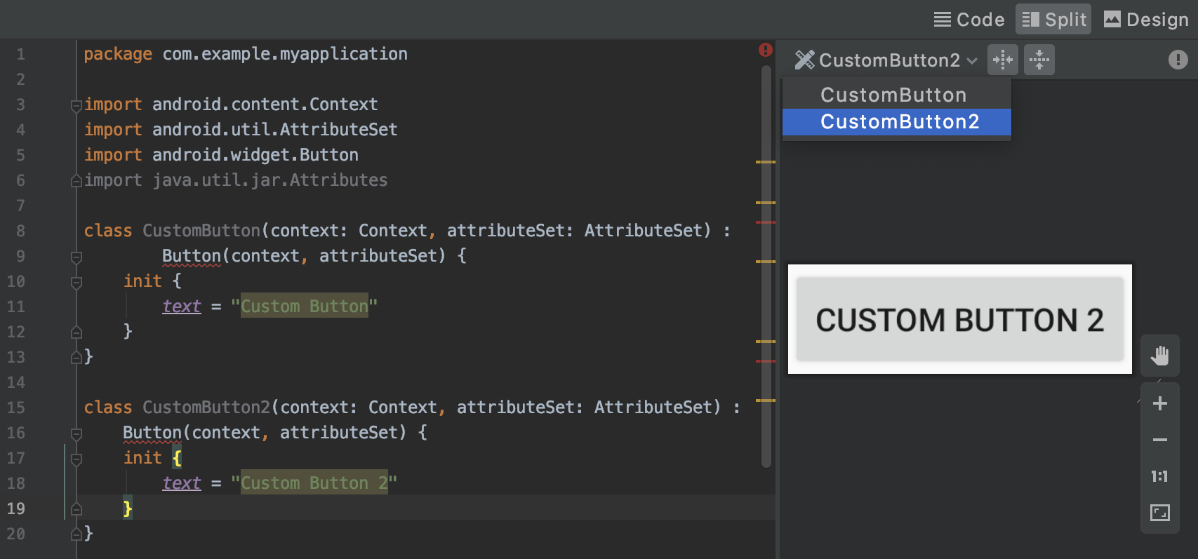 IDE でカスタムビューをプレビューします。