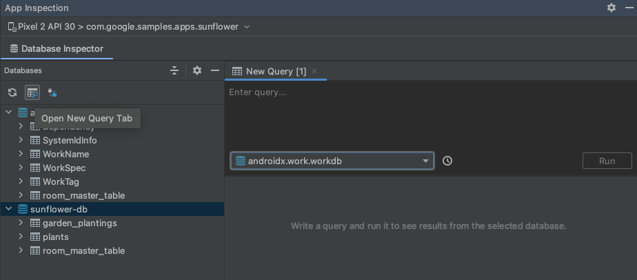 Captura de tela que indica o botão da guia new query.