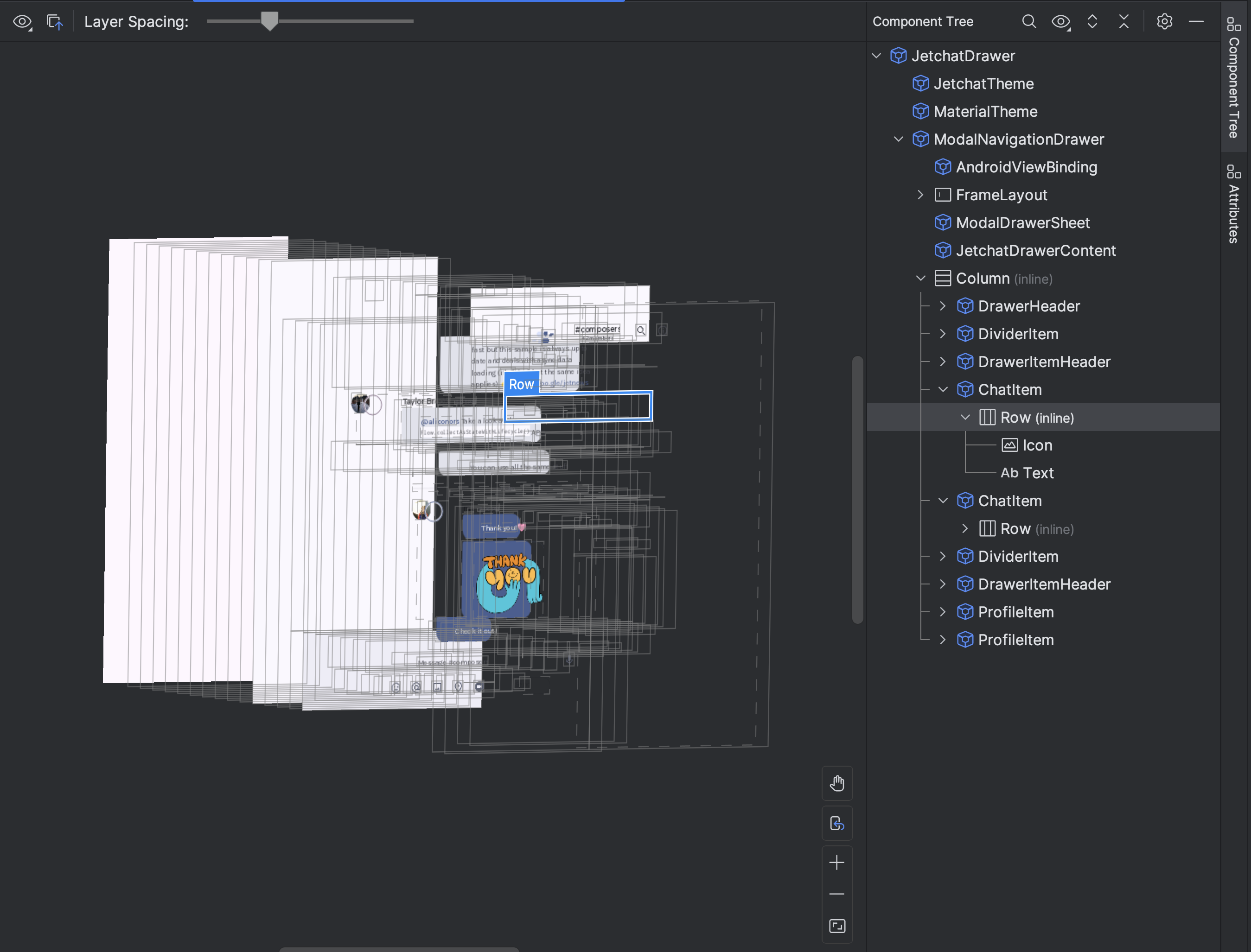Layout Inspector: 3D view