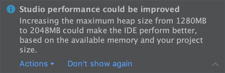 Setelan memori, yang memungkinkan Anda mengonfigurasi jumlah maksimum RAM untuk
          proses Android Studio.