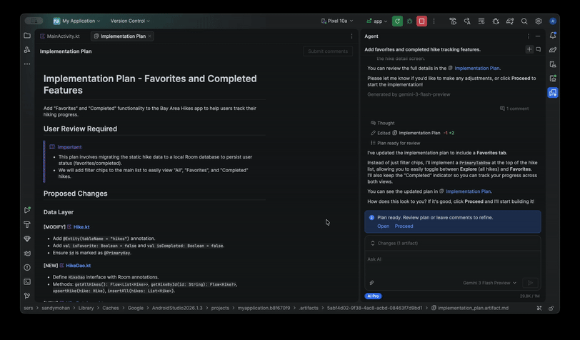 Add comments and submit them. The agent regenerates the plan incorporating the new feedback.