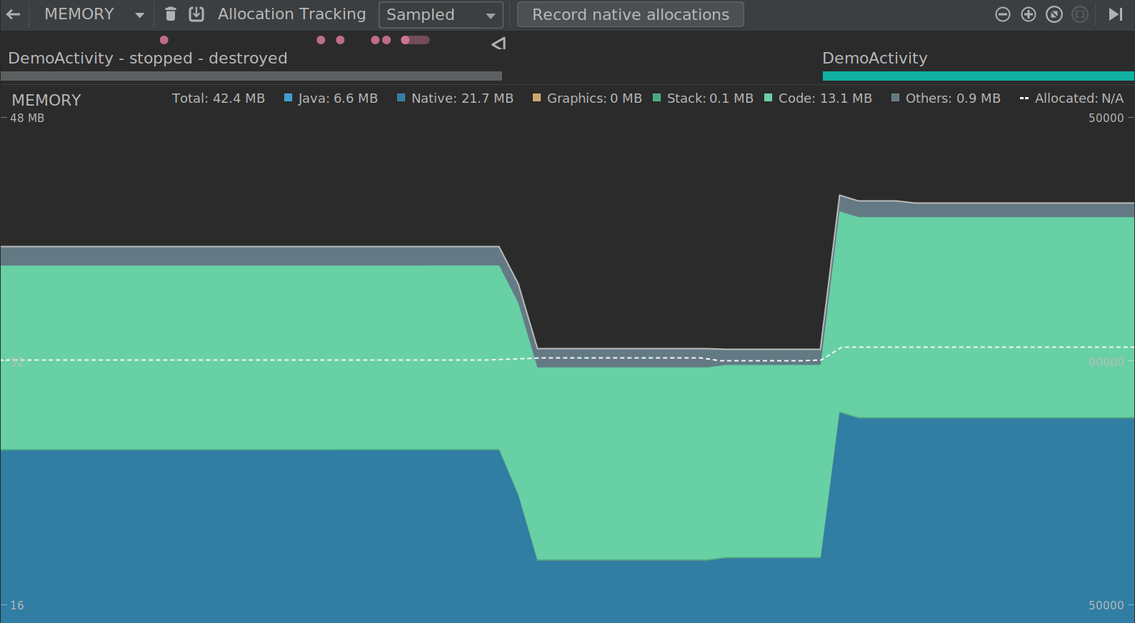 “Record native allocations”按钮