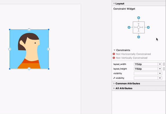 An animation showing how to use the constraint widget to create
            constraints.