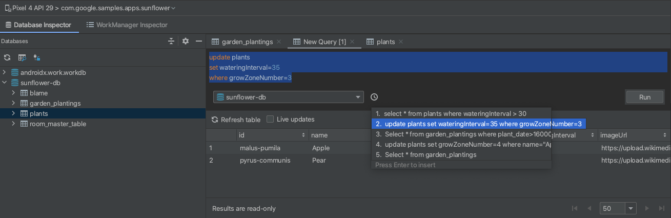 Esegui comando nell&#39;editor di query