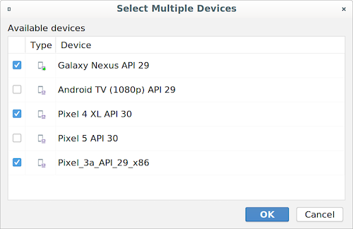 “Modify device set”对话框