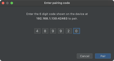 Screenshot di un esempio di inserimento del codice PIN