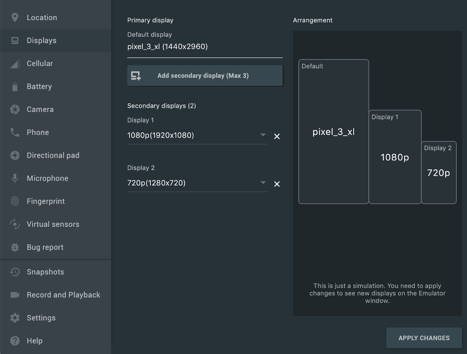 Aggiungi più schermi per la scheda Display Emulator Extended Controls.