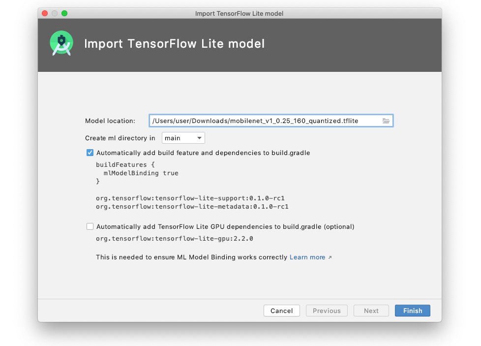 Cómo importar un modelo de TensorFlow Lite