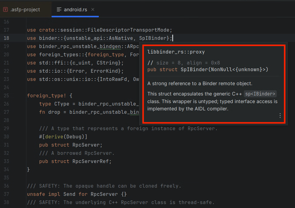 Exemplo de dica do Rust