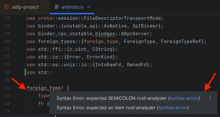 Ejemplo de análisis de código en tiempo real de Rust