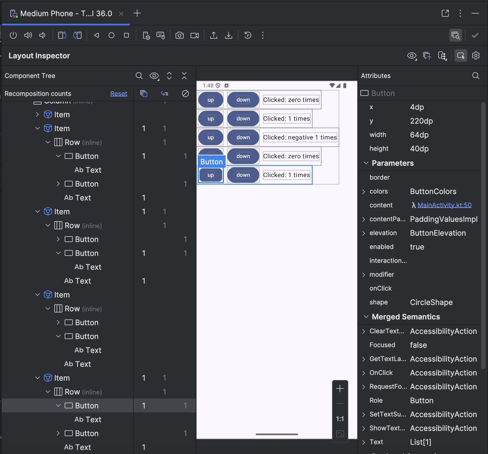 Layout Inspector unterstützt die Anzahl der untergeordneten Neukompositionen